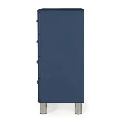 Meubles & Design Commodes Et Cabinets Commode 4 Tiroirs Style Vintage Bleu Foncé -Coffres et malles Soldes commode 4 tiroirs style vintage bleu fonce 2