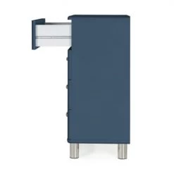 Meubles & Design Commodes Et Cabinets Commode 4 Tiroirs Style Vintage Bleu Foncé -Coffres et malles Soldes commode 4 tiroirs style vintage bleu fonce 3