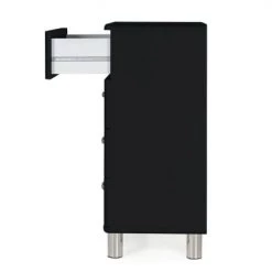 Meubles & Design Commodes Et Cabinets Commode 4 Tiroirs Style Vintage Noir -Coffres et malles Soldes commode 4 tiroirs style vintage noir 2