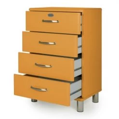 Meubles & Design Commodes Et Cabinets Commode 4 Tiroirs Style Vintage Orange -Coffres et malles Soldes commode 4 tiroirs style vintage orange 6