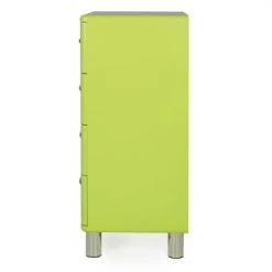 Meubles & Design Commodes Et Cabinets Commode 4 Tiroirs Style Vintage Vert -Coffres et malles Soldes commode 4 tiroirs style vintage vert 2