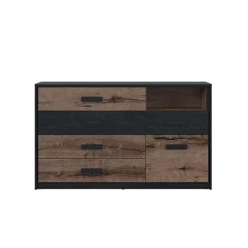 Brw Commodes Et Cabinets Commode 5 Tiroirs 1 Porte Naturel 5 Brw Commodes Et Cabinets Commode 5 Tiroirs 1 Porte Naturel – Image 3