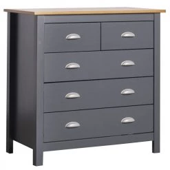 HOMN Commodes Et Cabinets Commode 5 Tiroirs Anthracite, 79 Cm Longueur