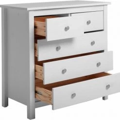 HOMN Commodes Et Cabinets Commode 5 Tiroirs Blanc, 79 Cm Longueur -Coffres et malles Soldes commode 5 tiroirs blanc 79 cm longueur 2