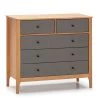 HOMN Commodes Et Cabinets Commode 5 Tiroirs Chêne/gris, 79 Cm Longueur -Coffres et malles Soldes commode 5 tiroirs chene gris 79 cm longueur