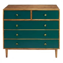 Maisons Du Monde Commodes Et Cabinets Commode 5 Tiroirs En Acacia Massif Vert