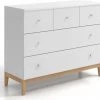 Skandica Commodes Et Cabinets Commode 5 Tiroirs En Bois Coouleur Blanc Et Bois Clair -Coffres et malles Soldes commode 5 tiroirs en bois coouleur blanc et bois clair