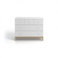 Skandica Commodes Et Cabinets Commode 5 Tiroirs En Bois Coouleur Blanc Et Bois Clair -Coffres et malles Soldes commode 5 tiroirs en bois coouleur blanc et bois clair 2