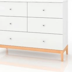 Skandica Commodes Et Cabinets Commode 5 Tiroirs En Bois Coouleur Blanc Et Bois Clair