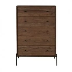 Maisons Du Monde Commodes Et Cabinets Commode 5 Tiroirs En Bois D'acacia Massif Marron Et Métal Noir