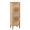 Meubles & Design Commodes Et Cabinets Commode 5 Tiroirs En Bois Et Rotin Naturel -Coffres et malles Soldes commode 5 tiroirs en bois et rotin naturel