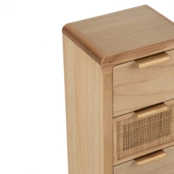 Meubles & Design Commodes Et Cabinets Commode 5 Tiroirs En Bois Et Rotin Naturel -Coffres et malles Soldes commode 5 tiroirs en bois et rotin naturel 4