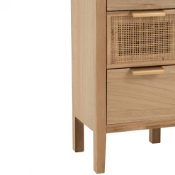 Meubles & Design Commodes Et Cabinets Commode 5 Tiroirs En Bois Et Rotin Naturel -Coffres et malles Soldes commode 5 tiroirs en bois et rotin naturel 5