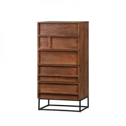 Woood Commodes Et Cabinets Commode 5 Tiroirs En Bois Foncé -Coffres et malles Soldes commode 5 tiroirs en bois fonce 2