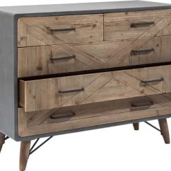Kare Design Commodes Et Cabinets Commode 5 Tiroirs En Bois Imitation Béton Gris -Coffres et malles Soldes commode 5 tiroirs en bois imitation beton gris 2