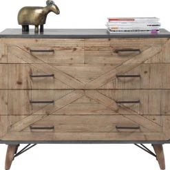 Kare Design Commodes Et Cabinets Commode 5 Tiroirs En Bois Imitation Béton Gris -Coffres et malles Soldes commode 5 tiroirs en bois imitation beton gris 4