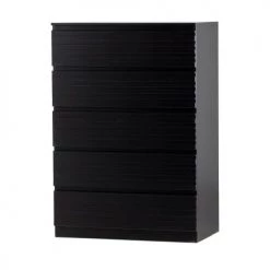 Woood Commodes Et Cabinets Commode 5 Tiroirs En Bois Massif De Pin Noir -Coffres et malles Soldes commode 5 tiroirs en bois massif de pin noir 2