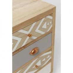 Kare Design Commodes Et Cabinets Commode 5 Tiroirs En Pin Motifs Géométriques Gris Et Blanc -Coffres et malles Soldes commode 5 tiroirs en pin motifs geometriques gris et blanc 4