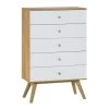 Calicosy Commodes Et Cabinets Commode 5 Tiroirs L75 Cm - Blanc -Coffres et malles Soldes commode 5 tiroirs l75 cm blanc
