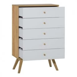 Calicosy Commodes Et Cabinets Commode 5 Tiroirs L75 Cm - Blanc -Coffres et malles Soldes commode 5 tiroirs l75 cm blanc 2