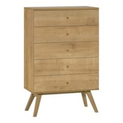 Calicosy Commodes Et Cabinets Commode 5 Tiroirs L75 Cm - Blanc -Coffres et malles Soldes commode 5 tiroirs l75 cm marron 6