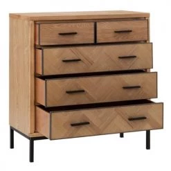 Altobuy Commodes Et Cabinets Commode 5 Tiroirs Métal Et Bois Naturel -Coffres et malles Soldes commode 5 tiroirs metal et bois naturel 2