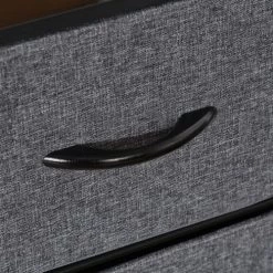 Homcom Commodes Et Cabinets Commode 5 Tiroirs Tissu Gris Châssis Métal Noir -Coffres et malles Soldes commode 5 tiroirs tissu gris chassis metal noir 4