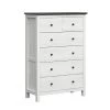 Brw Commodes Et Cabinets Commode 6 Tiroirs Blanc Et Naturel Foncé -Coffres et malles Soldes commode 6 tiroirs blanc et naturel fonce
