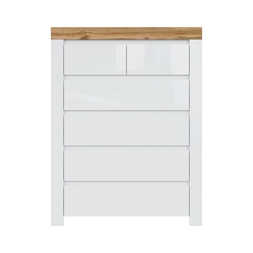 Brw Commodes Et Cabinets Commode 6 Tiroirs Blanche Et Naturelle 4 Brw Commodes Et Cabinets Commode 6 Tiroirs Blanche Et Naturelle – Image 2