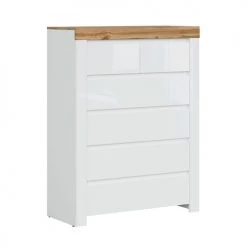 Brw Commodes Et Cabinets Commode 6 Tiroirs Blanche Et Naturelle