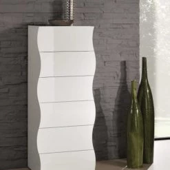 Dmora Commodes Et Cabinets Commode 6 Tiroirs Effet Bois Blanc Brillant 7 Dmora Commodes Et Cabinets Commode 6 Tiroirs Effet Bois Blanc Brillant -Coffres et malles Soldes commode 6 tiroirs effet bois blanc brillant 1