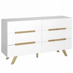ID Kids Commodes Et Cabinets Commode 6 Tiroirs Effet Bois Blanc Et Bois