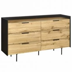 ID Kids Commodes Et Cabinets Commode 6 Tiroirs Effet Bois Noir Et Bois