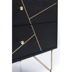 Kare Design Commodes Et Cabinets Commode 6 Tiroirs En Manguier Massif Noir Lignes Dorées -Coffres et malles Soldes commode 6 tiroirs en manguier massif noir lignes dorees 2