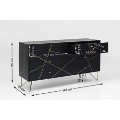 Kare Design Commodes Et Cabinets Commode 6 Tiroirs En Manguier Massif Noir Lignes Dorées -Coffres et malles Soldes commode 6 tiroirs en manguier massif noir lignes dorees 3