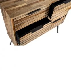 Drawer Commodes Et Cabinets Commode 6 Tiroirs En Métal Et Teck Recyclé H88xL90cm -Coffres et malles Soldes commode 6 tiroirs en metal et teck recycle h88xl90cm 3