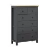 Brw Commodes Et Cabinets Commode 6 Tiroirs Gris Anthracite Et Naturel
