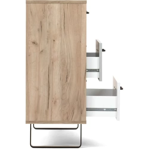 Homifab Commodes Et Cabinets Commode 6 Tiroirs Multicolore Gris Et Chêne 120 Cm 6 Homifab Commodes Et Cabinets Commode 6 Tiroirs Multicolore Gris Et Chêne 120 Cm – Image 4