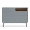 TEULAT Commodes Et Cabinets Commode 7 Tiroirs 1 Niche En Bois L120xH90cm Gris Clair -Coffres et malles Soldes commode 7 tiroirs 1 niche en bois l120xh90cm gris clair