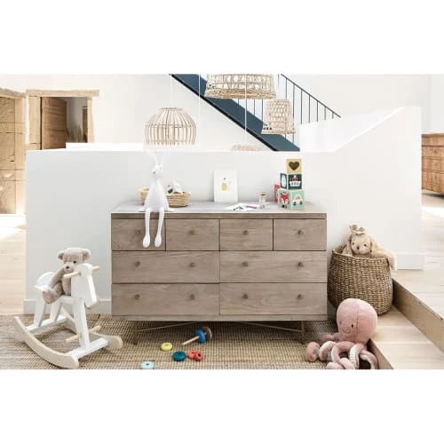 Rendez Vous Déco Commodes Et Cabinets Commode 8 Tiroirs En Bois De Manguier Et Pieds En Métal Doré 4 Rendez Vous Déco Commodes Et Cabinets Commode 8 Tiroirs En Bois De Manguier Et Pieds En Métal Doré – Image 2