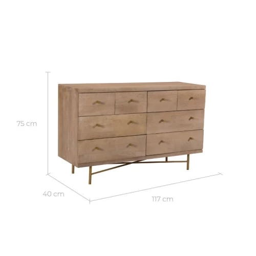 Rendez Vous Déco Commodes Et Cabinets Commode 8 Tiroirs En Bois De Manguier Et Pieds En Métal Doré 5 Rendez Vous Déco Commodes Et Cabinets Commode 8 Tiroirs En Bois De Manguier Et Pieds En Métal Doré – Image 3