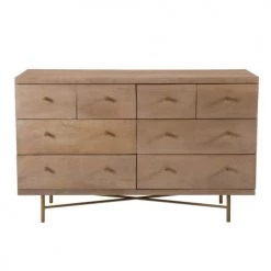 Rendez Vous Déco Commodes Et Cabinets Commode 8 Tiroirs En Bois De Manguier Et Pieds En Métal Doré