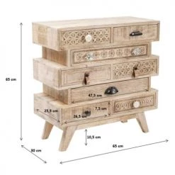 Kare Design Commodes Et Cabinets Commode 8 Tiroirs Ethnique En Manguier Massif Sculpté -Coffres et malles Soldes commode 8 tiroirs ethnique en manguier massif sculpte 3