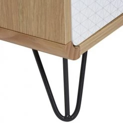 HOMN Commodes Et Cabinets Commode 9 Tiroirs, Couleur Chêne, Pieds En Métal En Noir -Coffres et malles Soldes commode 9 tiroirs couleur chene pieds en metal en noir 4