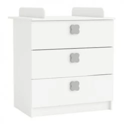 Terre De Nuit Commodes Et Cabinets Commode Ă Langer 3 Tiroirs En Bois Blanc Mat