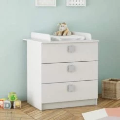 Terre De Nuit Commodes Et Cabinets Commode à Langer 3 Tiroirs En Bois Blanc Mat -Coffres et malles Soldes commode a langer 3 tiroirs en bois blanc mat 3