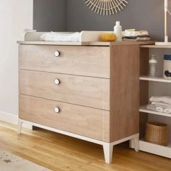 Galipette Commodes Et Cabinets Commode à Langer En Bois Imitation Chêne Blond Petite Bibliothèque -Coffres et malles Soldes commode a langer en bois imitation chene blond petite bibliotheque 2