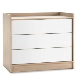 HOMN Commodes Et Cabinets Commode Avec 3 Tiroirs, Couleur Chêne/blanc, 80 Cm Longueur -Coffres et malles Soldes commode avec 3 tiroirs couleur chene blanc 80 cm longueur 4