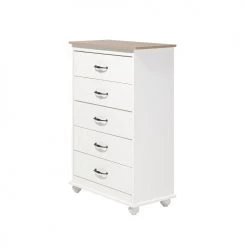Beliani Commodes Et Cabinets Commode Blanche 5 Tiroirs -Coffres et malles Soldes commode blanche 5 tiroirs 2