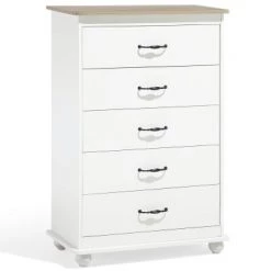 Beliani Commodes Et Cabinets Commode Blanche 5 Tiroirs